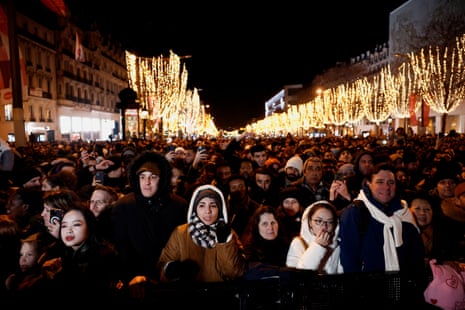 New year celebrations on the Champs-Elysées in Paris.