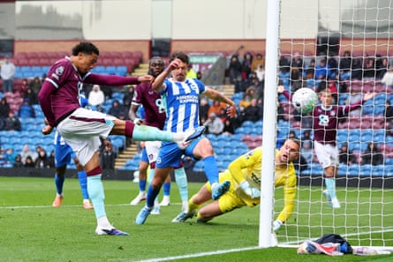 Burnley’s Bashir Humphreys finds the net, but his effort was disallowed for offside.