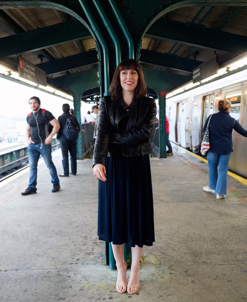 Jessica Valenti on a subway platform