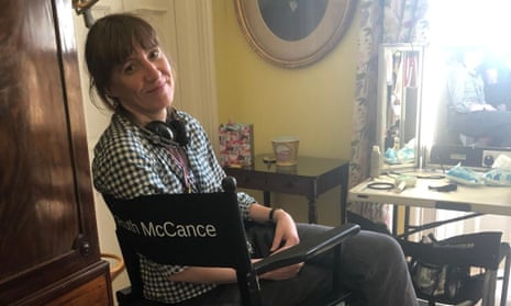 Ruth McCance on the set of the Sky drama series Little Birds, 2020.