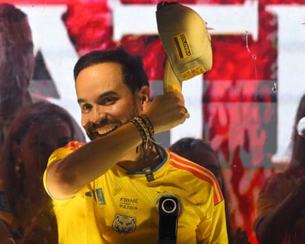 Abelardo de la Espriella speaks to supporters down bulletproof solid successful Barranquilla, Colombia.