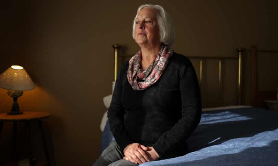 Ruth Hamilton in her bedroom where a meteorite crashed through the roof and on to her bed one night in Golden, British Columbia