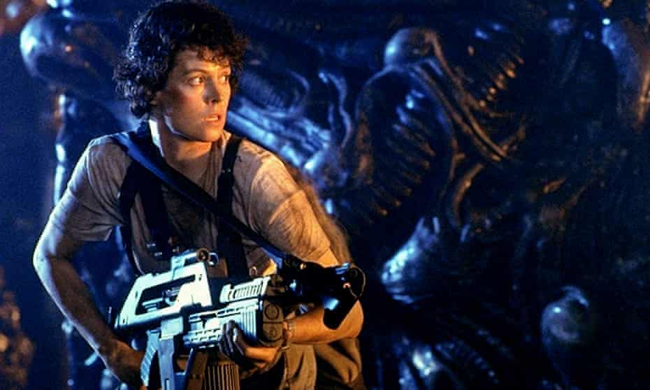 Locked and loaded … Weaver as Ripley in Aliens.