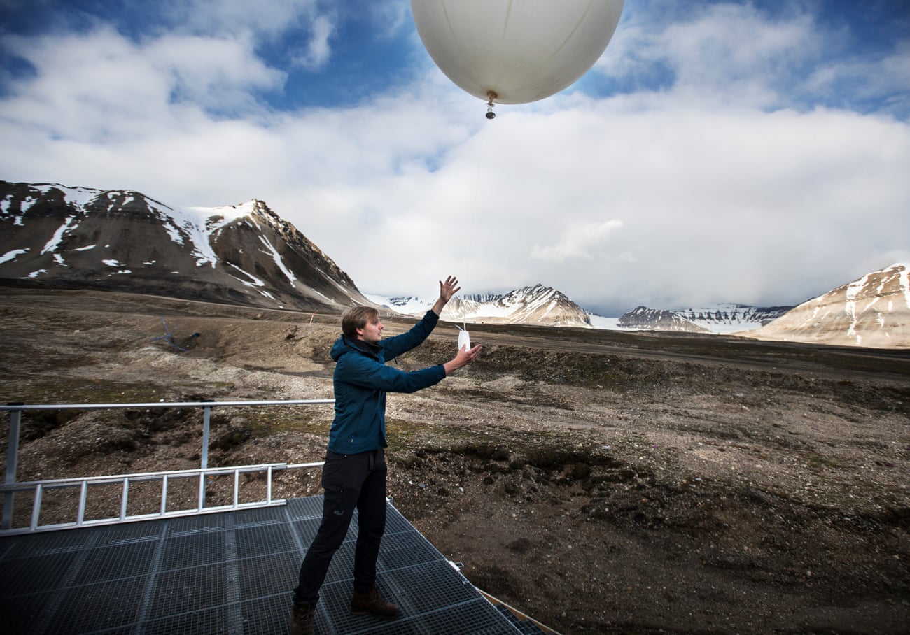 A weather balloon is launched twice a day to the upper atmosphere to take measurements used by many weather stations around the world.