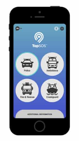 The TapSOS app, designed to help people who can’t speak contact the emergency services.