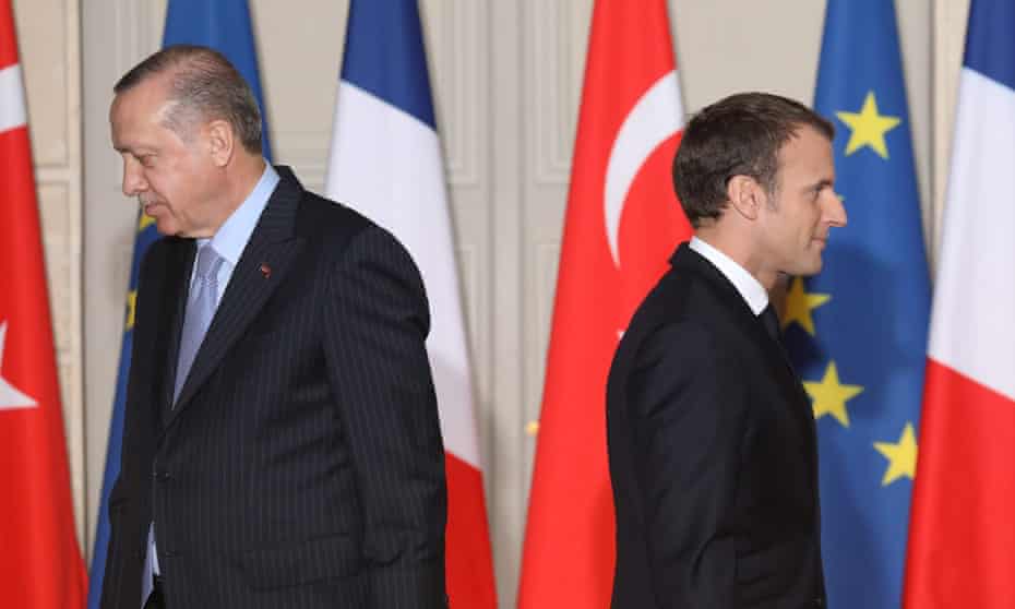 Recep Tayyip Erdoğan and Emmanuel Macron