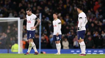 Tottenham players during their defeat at Manchester City