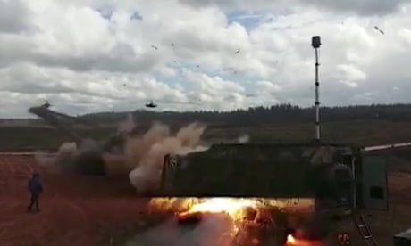 Russian helicopter accidentally fires rocket at onlookers