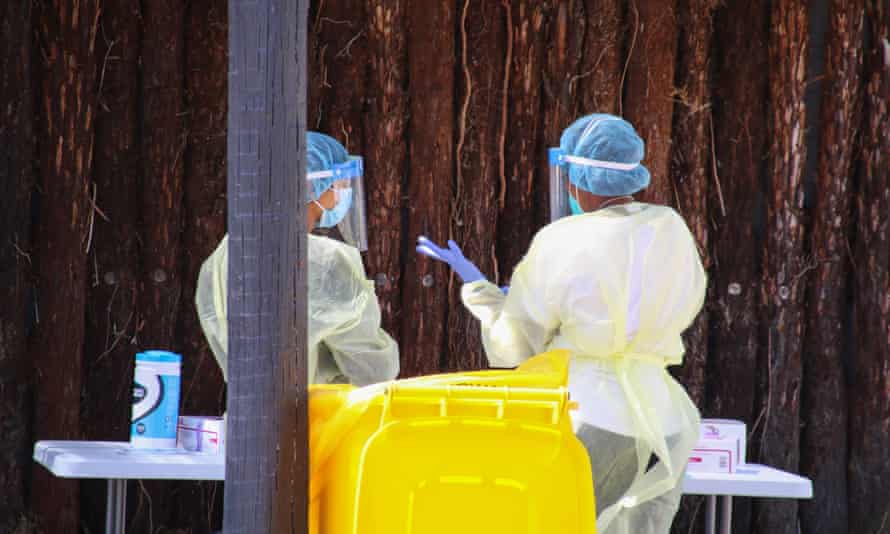 health workers in protective gear