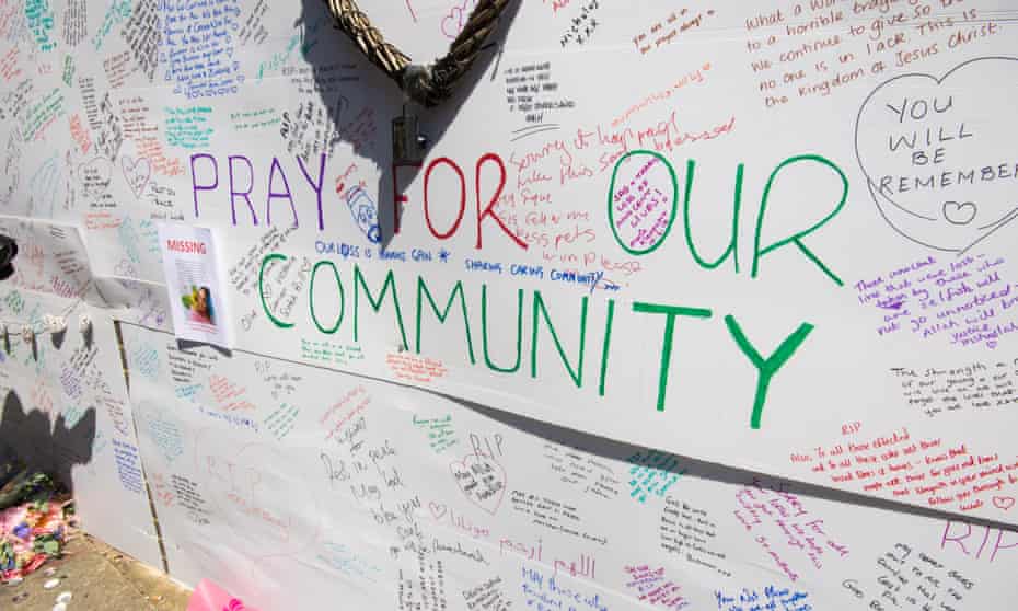 Messages on wall near the Grenfell Tower