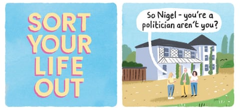 Stephen Collins cartoon involving Nigel Farage and Stacey Soloman, panel 1