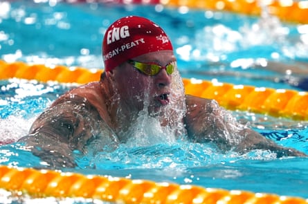 Adam Ramsay-Peaty competes in the 100m breaststroke heats