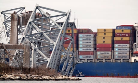 Baltimore bridge collapse: at least six missing as Biden laments ‘terrible accident’
