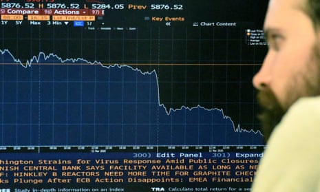 Man looks at screen displaying London Stock Exchange's FTSE 100