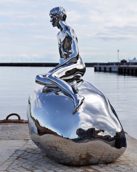 Elmgreen & Dragset’s stainless steel sculpture HAN, in Elsinore, Denmark.