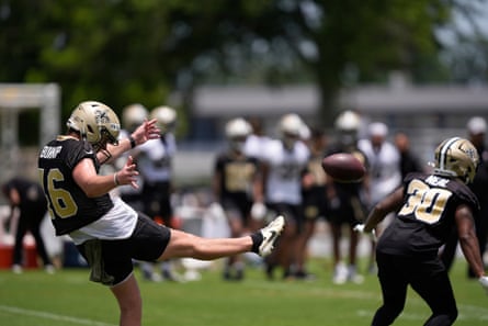 James Burnipgoes done drills during believe astatine a New Orleans Saints minicamp successful Metairie.