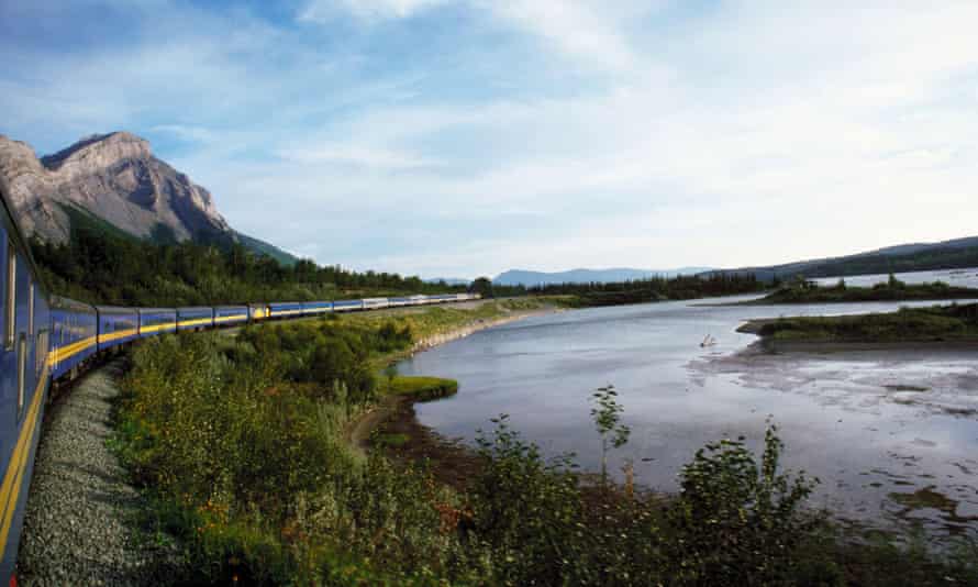 VIA Rail passenger train near Lake Superior