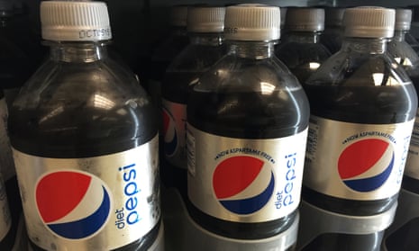 A row of Diet Pepsi bottles