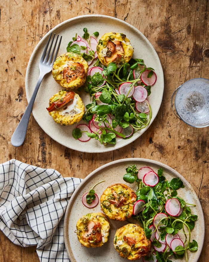 Rukmini Iyer's quick and easy hot smoked salmon frittatas with