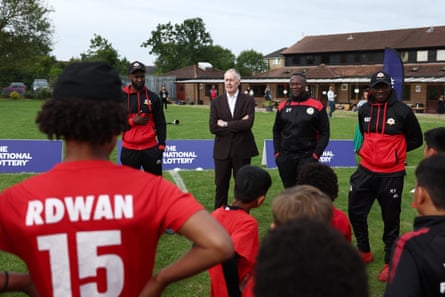 Sir Geoff Hurst at Youngs FC in Wembley, a grassroots community football club.