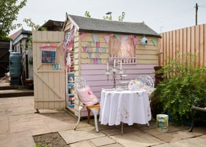 Budget Category, Anne Hindle (Blackpool) with Vintage Tea ShedThe Vintage Tea Shed in Blackpool is stuffed with chintzy items and cost less than £100 to create. There are cushions, tea cups, fringed lamps and inspirational signs all in soft pastel colours. Books jostle for space on the shelves and it is full of pretty things, with a small fold-down table to work at.Anne explains it is a “tea-themed/vintage themed crafting shed” where she can relax and get away from the chaos of her family