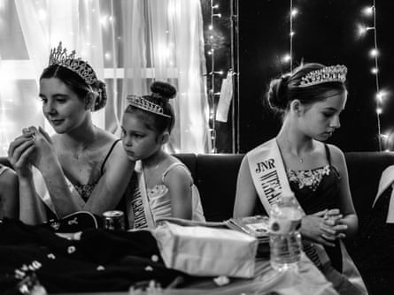 Three young women/girl in tiaras and sashes