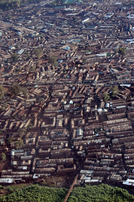 An aerial view of Africa’s largest slum, Kibera in Nairobi, Kenya, in 2008