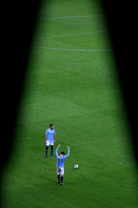 March 9: David Silva of Manchester City prepares to take a free kick against Watford at Etihad Stadium.