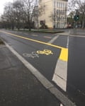 An expanded cycle lane on Zossener Strasse in Berlin.