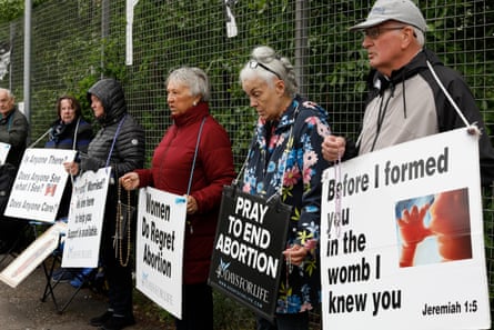 Anti abortion protests outside Queen Elizabeth hospital maternity wing in Glasgow