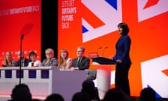 The shadow chancellor, Rachel Reeves, makes her speech during the Labour party conference in Liverpool. 