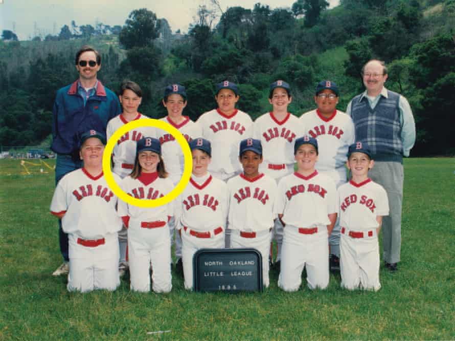 The only girl on a 1992 Rockridge Soccer Club team and a 1995 North Oakland Little League team.