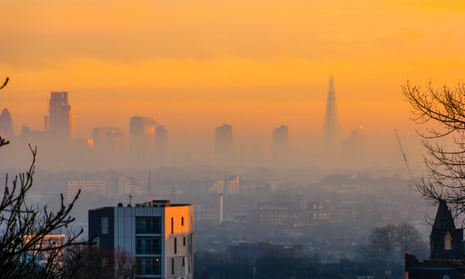 An orange sky over the City of London skyline