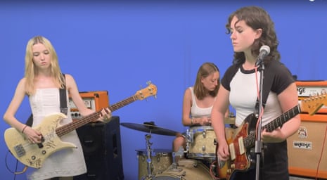 Sidonie Thomas (on Kim Gordon’s bass), Louella Gallop (drums) and Sage Dwyer (guitar/vox) of Australian girl band Bliss