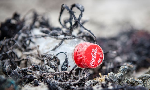A Coca-Cola bottle on the coast of Scotland, found during an expedition by Greenpeace.