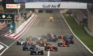 The start of the Bahrain Grand Prix at Sakhir in 2017. A week after the race Najah Yusuf’s nightmare began when she was asked to attend a police station and then held against her will, and eventually charged and imprisoned.