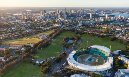 An image of Moore Park with the Sydney Football Stadium removed and the Sydney Cricket Ground remaining.