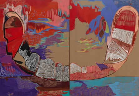 An abstract work by Rachel Jones for her show Gated Canyons at Dulwich Picture Gallery
