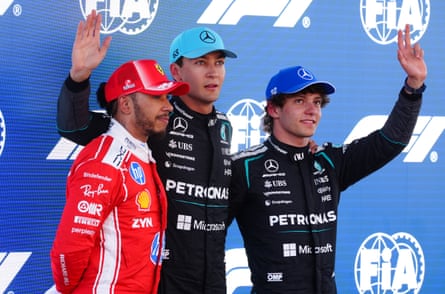 Lewis Hamilton, George Russell and Kimi Antonelli.