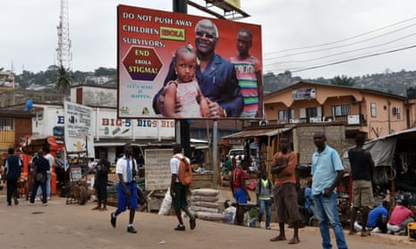 President Ernest Bai Koroma is featured on an Ebola poster in Freetown