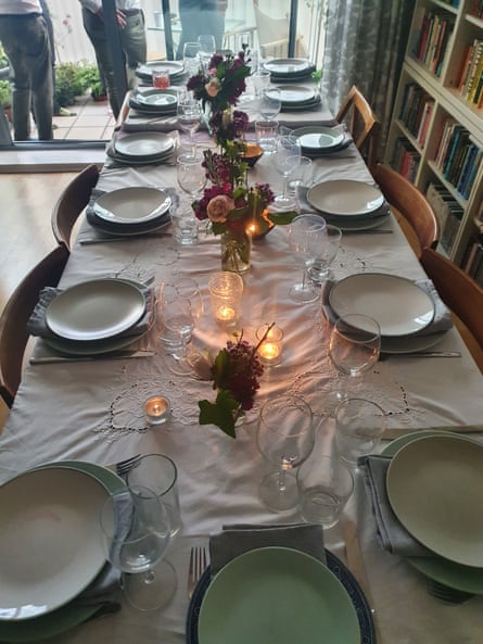 A table set for dinner at Rebecca Clark’s home.