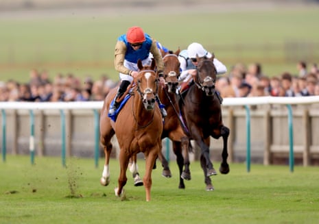 Humidity, ridden by James Doyle, on their way to winning the Darley Stakes.