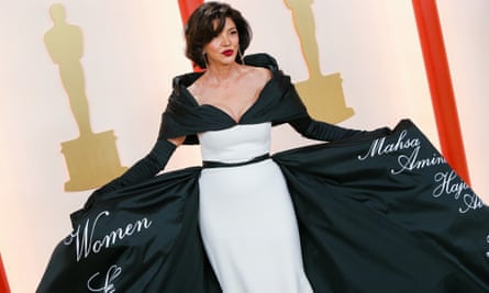 Women, life, freedom … Iranian-born Shohreh Aghdashloo at the 95th Academy Awards.