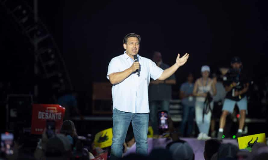 Ron DeSantis speaks to the crowd during the Pepsi Gulf Coast Jam in Panama City Beach, Florida, last week.