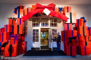 The East Entrance is decorated with gift boxes and bows