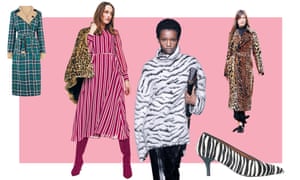 From left: Warehouse coat, £99; Boden Alba dress, £130; Givenchy zebra-print sweater; And/Or John Lewis shoes, £89; Victoria Beckham leopard-print coat.