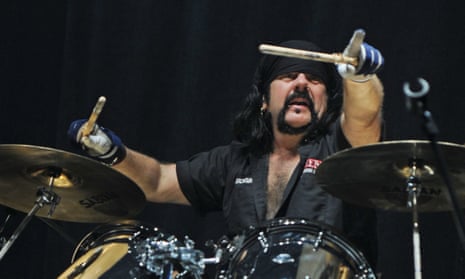 Pantera drummer Vinnie Paul performing with Hellyeah in Florida, April 2014.