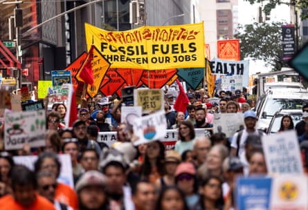 People march to end fossil fuels in New York City on 17 September 2023.