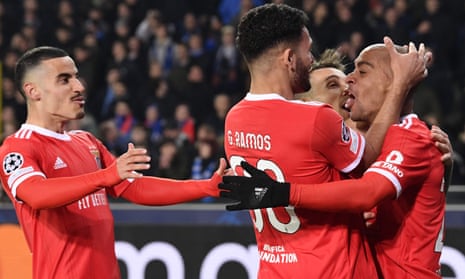 Benfica's João Mário and Neres consign Scott Parker's Club Brugge to defeat, Champions League