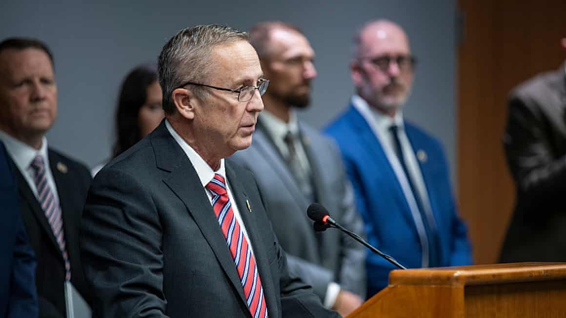 Jeff Gray at a press conference.
